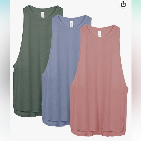 Tops - Women's Racerback High Neck Workout Athletic Yoga Muscle Tank Tops (set of 3)